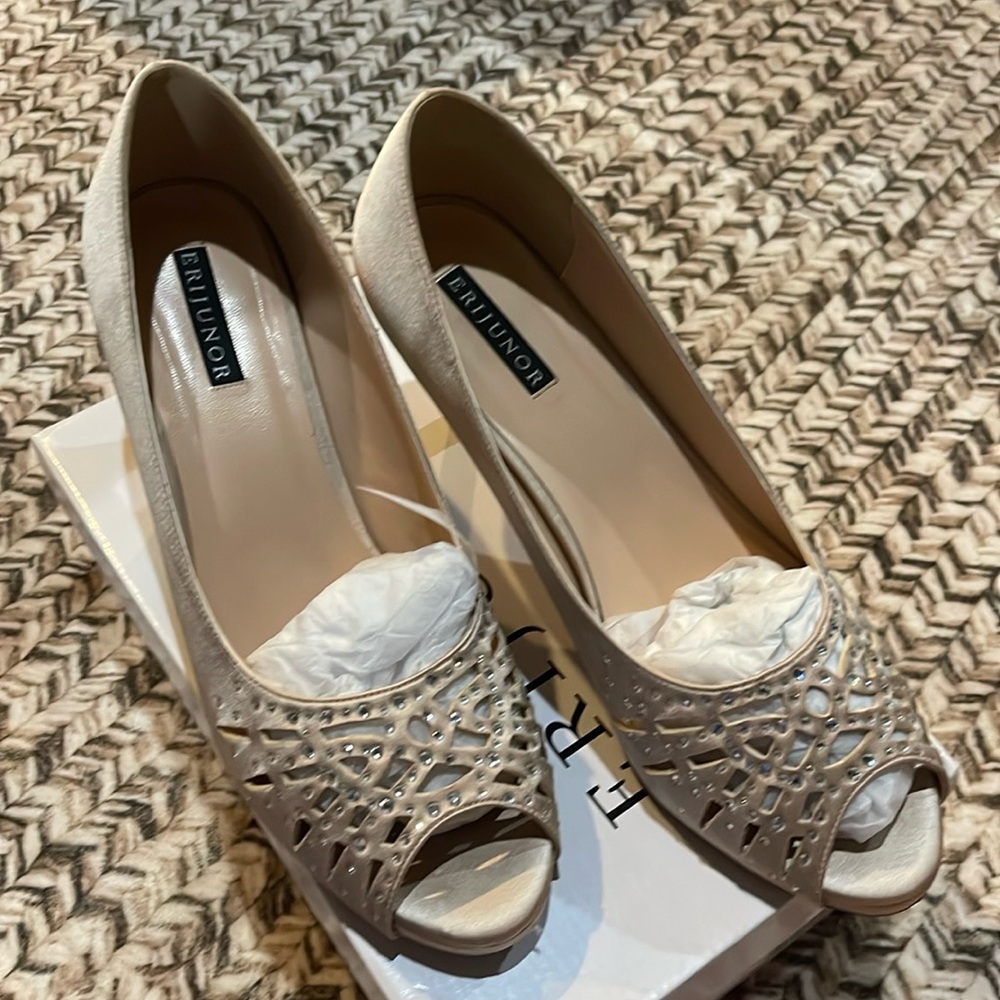 Elegant Beige Peep-Toe Heels by